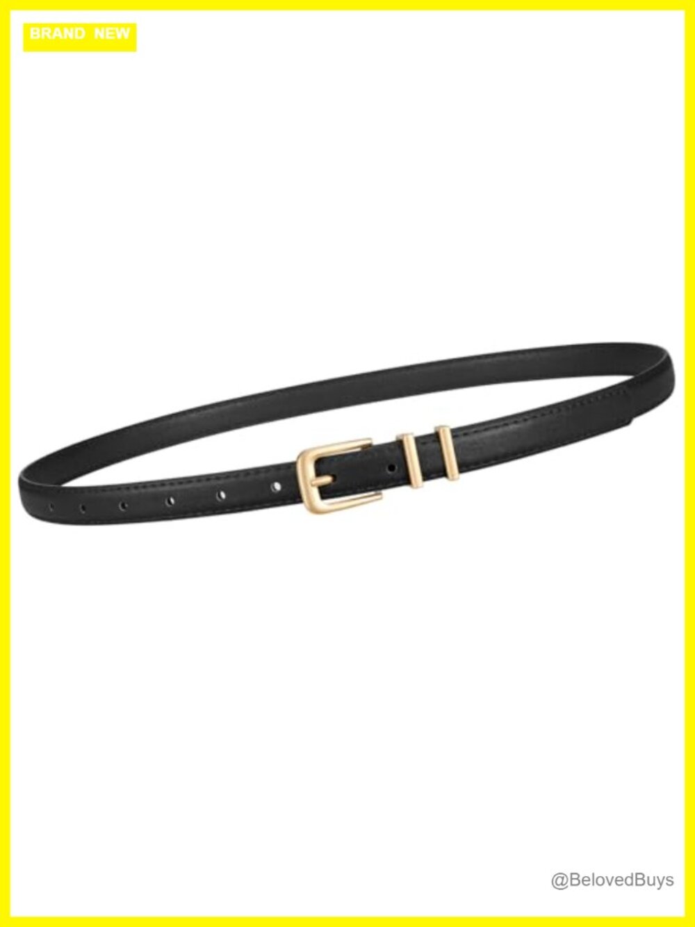 Women Skinny Faux Leather Belt with Gold Buckle for Jeans Pants Dress